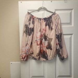 White House Black Market Pink and Black Blouse
